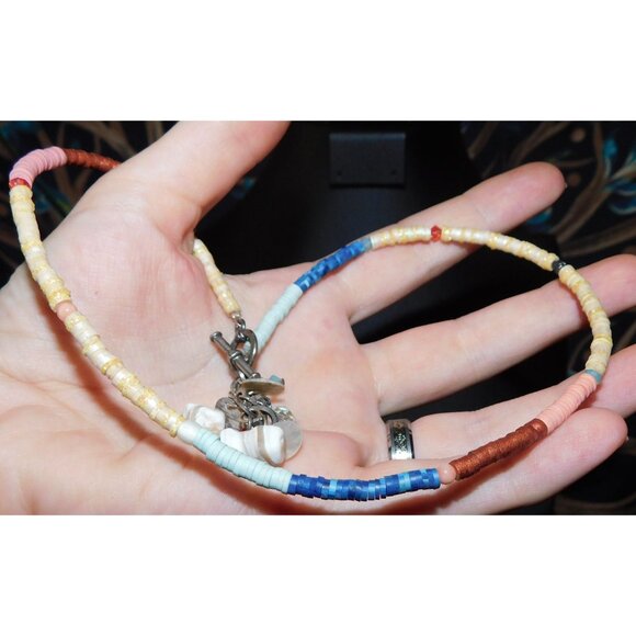 Beachy Sparkly Shell Y Drop Beaded Necklace - Picture 2 of 3